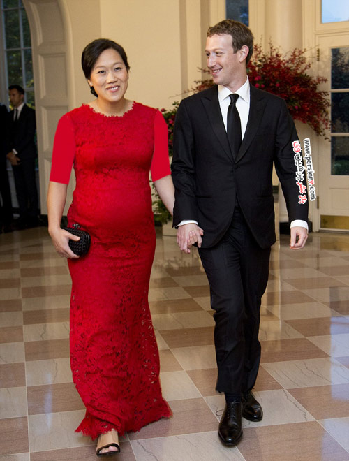 مالک فیس بوک ؛ مارک زاکربرگ و همسر باردارش در کاخ سفید + تصاویر